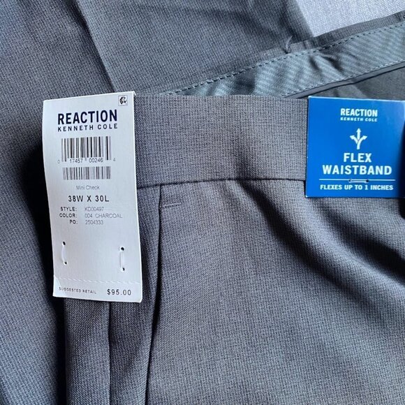 Kenneth Cole Reaction Men's Stretch Modern-Fit Flat-Front Pant, 38Wx30L - Picture 5 of 8